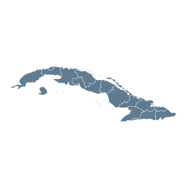 Cuba Map Vector Solid Contour State Regions Inglés Ilustración — Vector de stock
