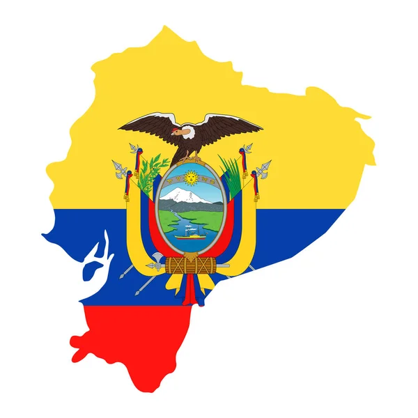 Fondo Llenado Bandera Del Mapa Ecuador Ilustración Vectorial Ilustración — Archivo Imágenes Vectoriales