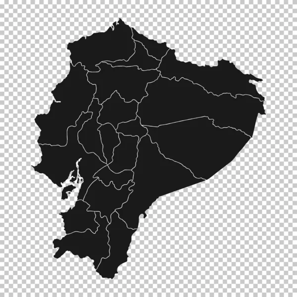 Equador Mapa Vector Solid Contour State Regions Transparent Background Ilustração — Vetor de Stock