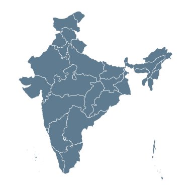 Hindistan Haritası - Vector Solid Contour ve Eyalet Bölgeleri. Görüntü
