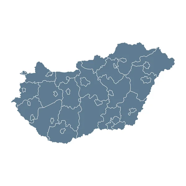 Hungary Map Vector Solid Contour State Regions Приклад — стоковий вектор