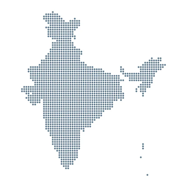 India Kaart Vector Pixel Solid Contour Illustratie — Stockvector