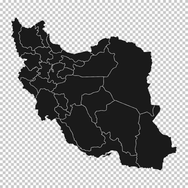 Карта Ирана Векторный Контур Государственные Регионы Прозрачном Фоне Иллюстрация — стоковый вектор