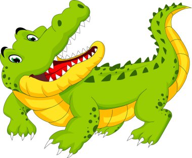 Büyük Gülümseyen Vektörlü Mutlu Timsah Karakteri