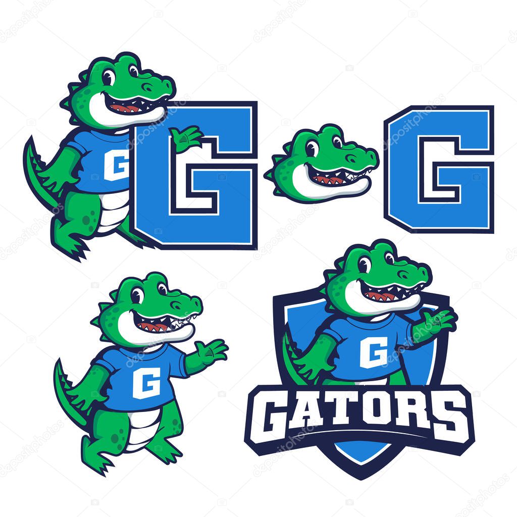 Funny Alligator Gators Sports Team Mascot Set