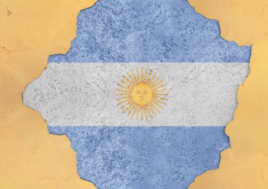 Argentina flag abstract in facade structure big damaged grudge concrete cracked hole  clipart