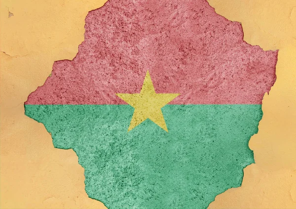 Burkina Faso Flagge Großen Beton Riss Loch Und Gebrochenes Material — Stockfoto