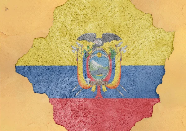 大混凝土裂缝孔和破损材料立面结构的哥伦比亚国旗 — 图库照片