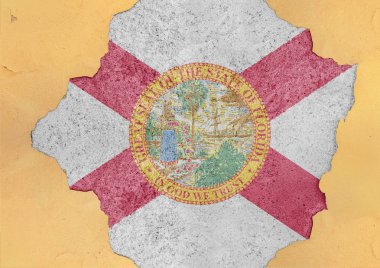 Bayrak bizim Florida büyük kırık malzeme beton delik cephe yapı içinde devlet.
