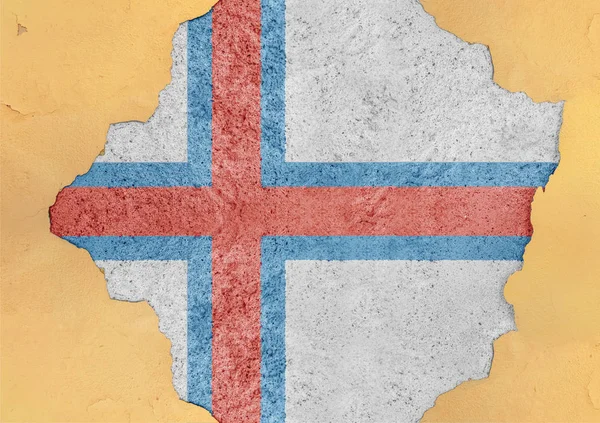 Faroe Islands Flagga Abstrakt Fasaden Struktur Stora Skadade Agg Konkreta — Stockfoto