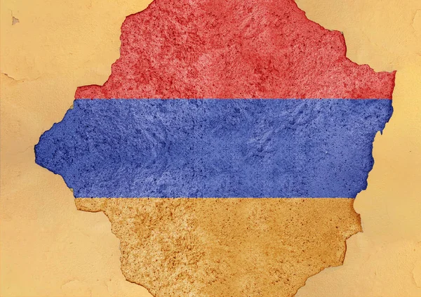 Bandeira Armênia Grande Material Quebrado Estrutura Fachada Furo Concreto Rachado — Fotografia de Stock