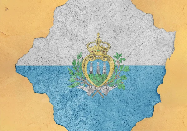 Flaga San Marino Malowane Betonowych Dziura Popękane Ściany Elewacji Struktura — Zdjęcie stockowe