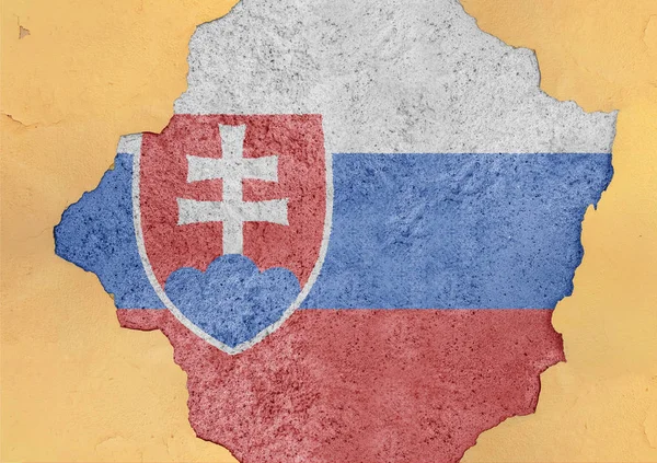 Słowacja Pęknięty Otworu Złamane Flaga Struktury Duże Materiałów Elewacyjnych — Zdjęcie stockowe