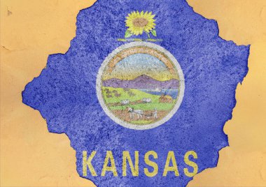Bayrak bizim büyük kırık malzeme beton delik cephe yapısında Kansas state