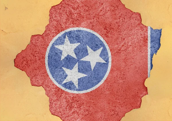 Agujero Agrietado Con Estado Estados Unidos Tennessee Bandera Abstracta Estructura — Foto de Stock