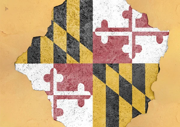 Maryland Του Κράτους Σημαίας Από Εμάς Μεγάλα Θραύσματα Υλικών Σκυροδέματος — Φωτογραφία Αρχείου