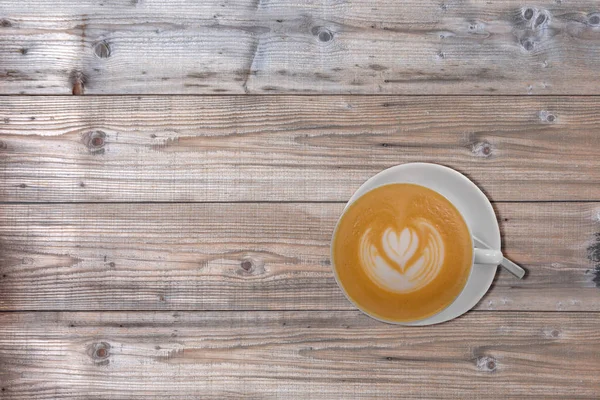 Capuchino Cremoso Fino Café Árabe Fresco Sobre Mesa Madera — Foto de Stock