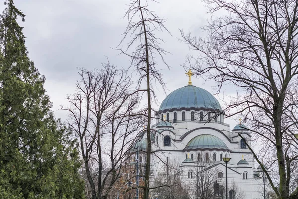 Сен Сава Православні Церкви Белграді Хмарного Неба — стокове фото