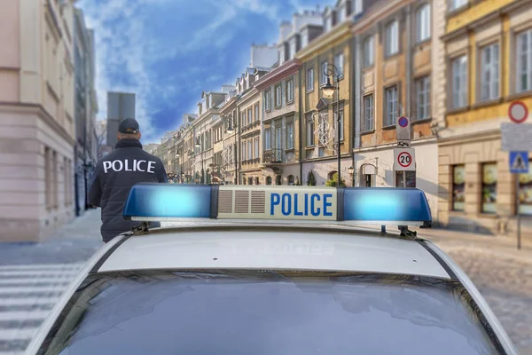 Офицер Полиции Машина Скорой Помощи Полиции Городе — стоковое фото