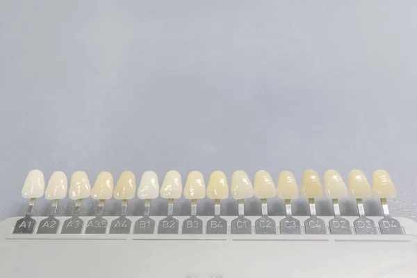 Prothèse Nuances Implants Dents Stomatologie Dentaire Sur Gris — Photo