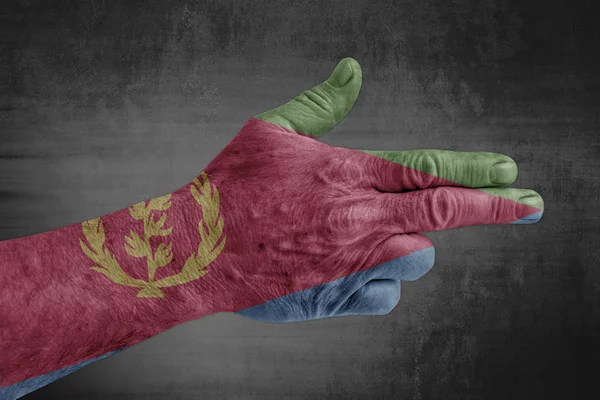 Eritrea Flagge Wie Eine Waffe Auf Männerhand Gemalt — Stockfoto