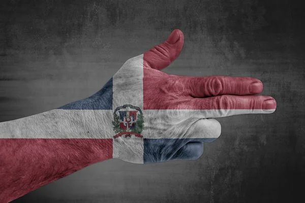 Флаг Доминиканской Республики Нарисованный Мужской Руке Пистолет — стоковое фото