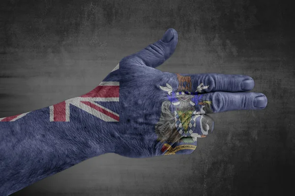 South Georgia South Sandwich Islands Flag Painted Male Hand Gun — Stock Photo, Image