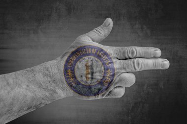 Bize devlet Kentucky mühür boyalı üzerinde erkek eli silah gibi bayrak 