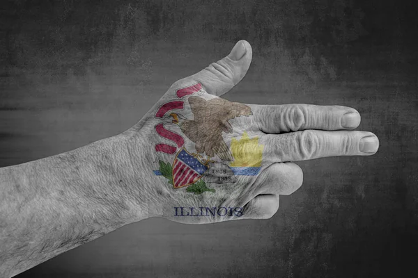 State Illinois Flag Painted Male Hand Gun — Stock Photo, Image