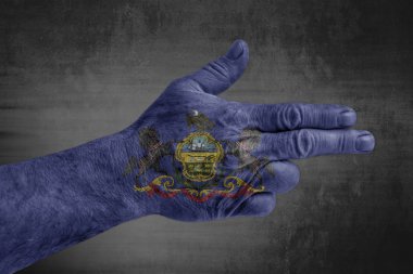 Bize erkek eli silah gibi boyanmış Pennsylvania bayrağı devlet 