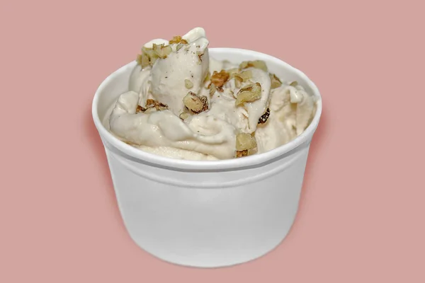 Top View Nuts Gelato Ice Cream Cup — Stock Photo, Image
