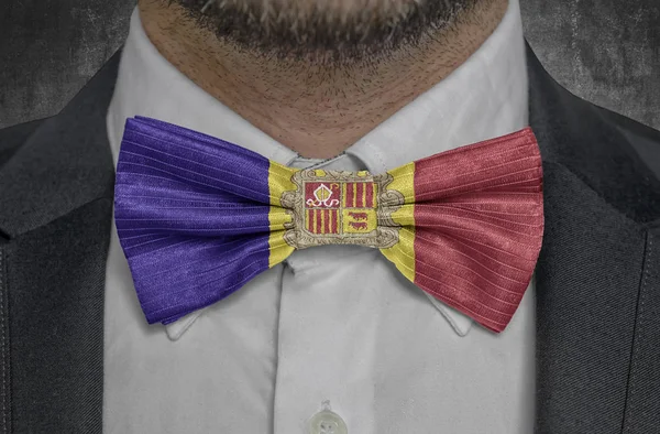 Bandera Andorra Traje Hombre Negocios Con Corbata — Foto de Stock