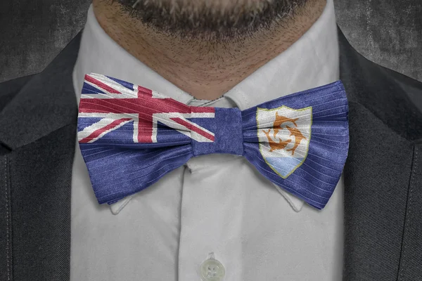 Flag of Anguilla on bowtie business man suit