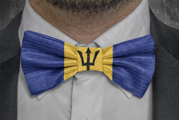 Flag of Barbados on bowtie business man suit