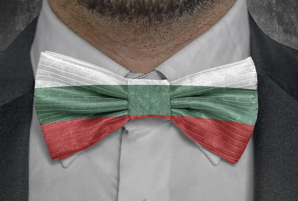 Flag of country Bulgaria on bowtie business man suit