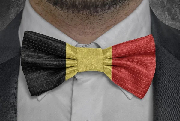 Belgium national flag on bowtie business man suit