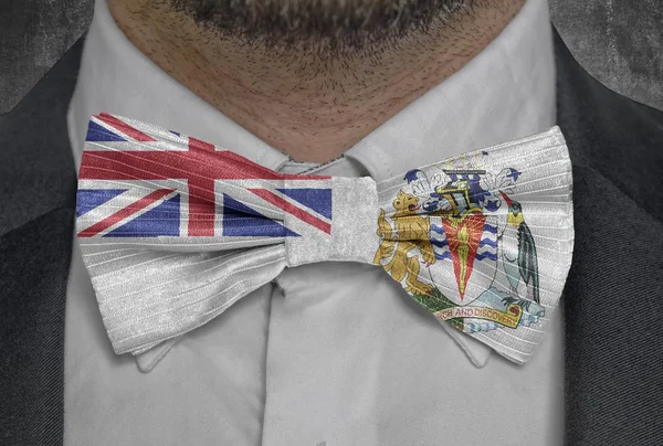 British Antarctic Territory flag on bowtie business man suit