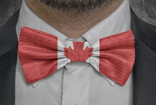 Canada national country Flag on bowtie business man suit