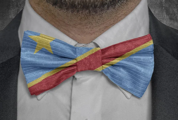 Bandera Nacional Del País Congo Traje Hombre Negocios Bowtie —  Fotos de Stock