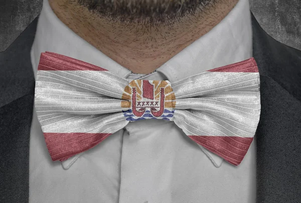 Country Frernch Polynesia Flag on bowtie business man suit