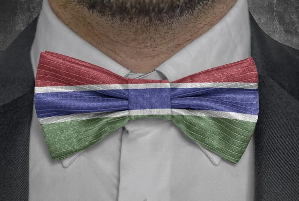 Country national Gambia flag on bowtie business man suit