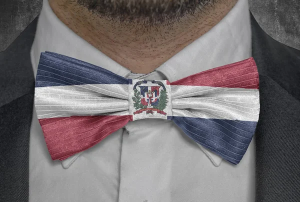 Flag country Dominican Republic on bowtie business man suit