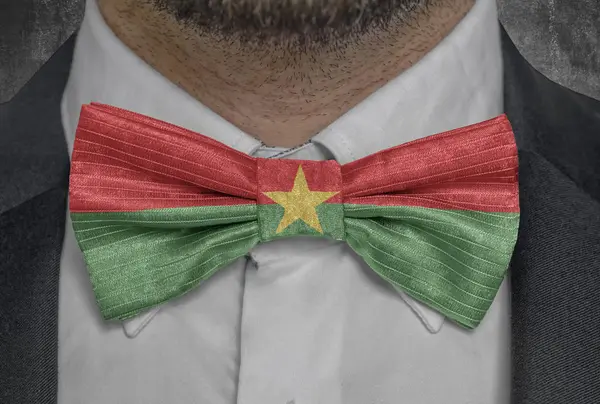 Flag national country of Burkina Faso on bowtie business man suit