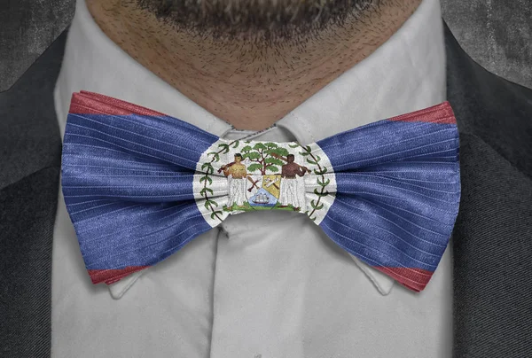 Flag national of Belize on bowtie business man suit