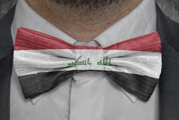 Flag of country national Iraq on bowtie business man suit