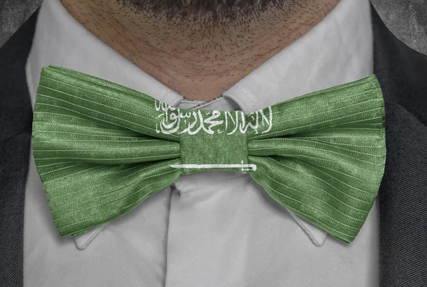 Bandera Nacional Arabia Saudita Traje Hombre Negocios Bowtie — Foto de Stock