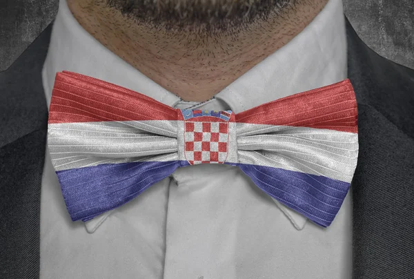 Flag of Croatia on bowtie business man suit