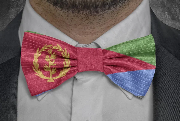 Flag of Eritrea on bowtie business man suit