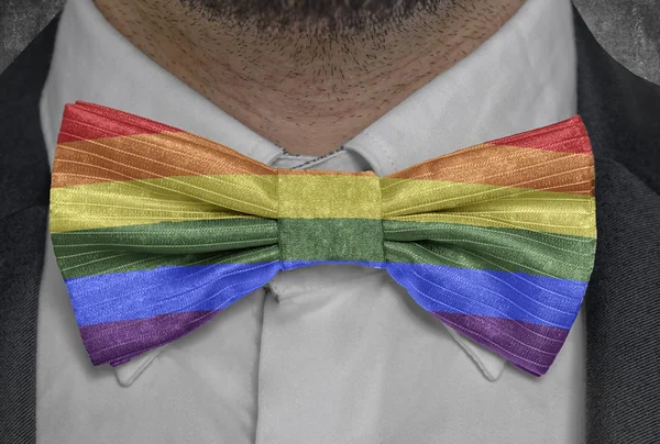 Flag of LGBT community on bowtie business man suit