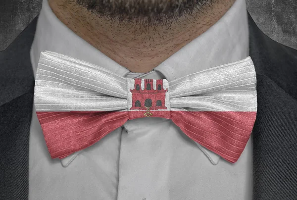 Flag of national country Gibraltar on bowtie business man suit